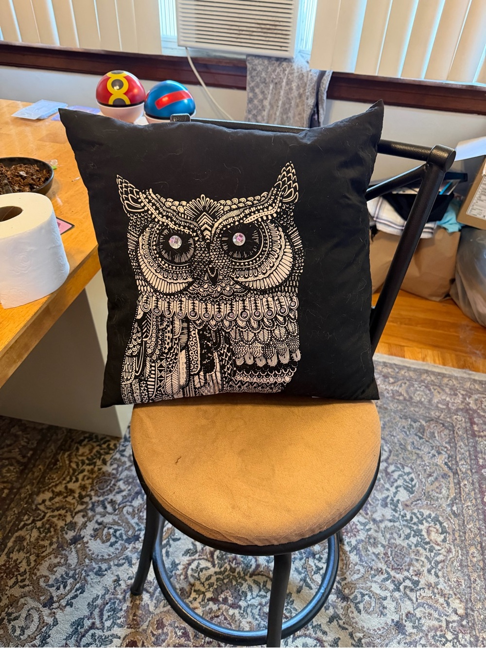 Black Owl Decorative Throw Pillow by